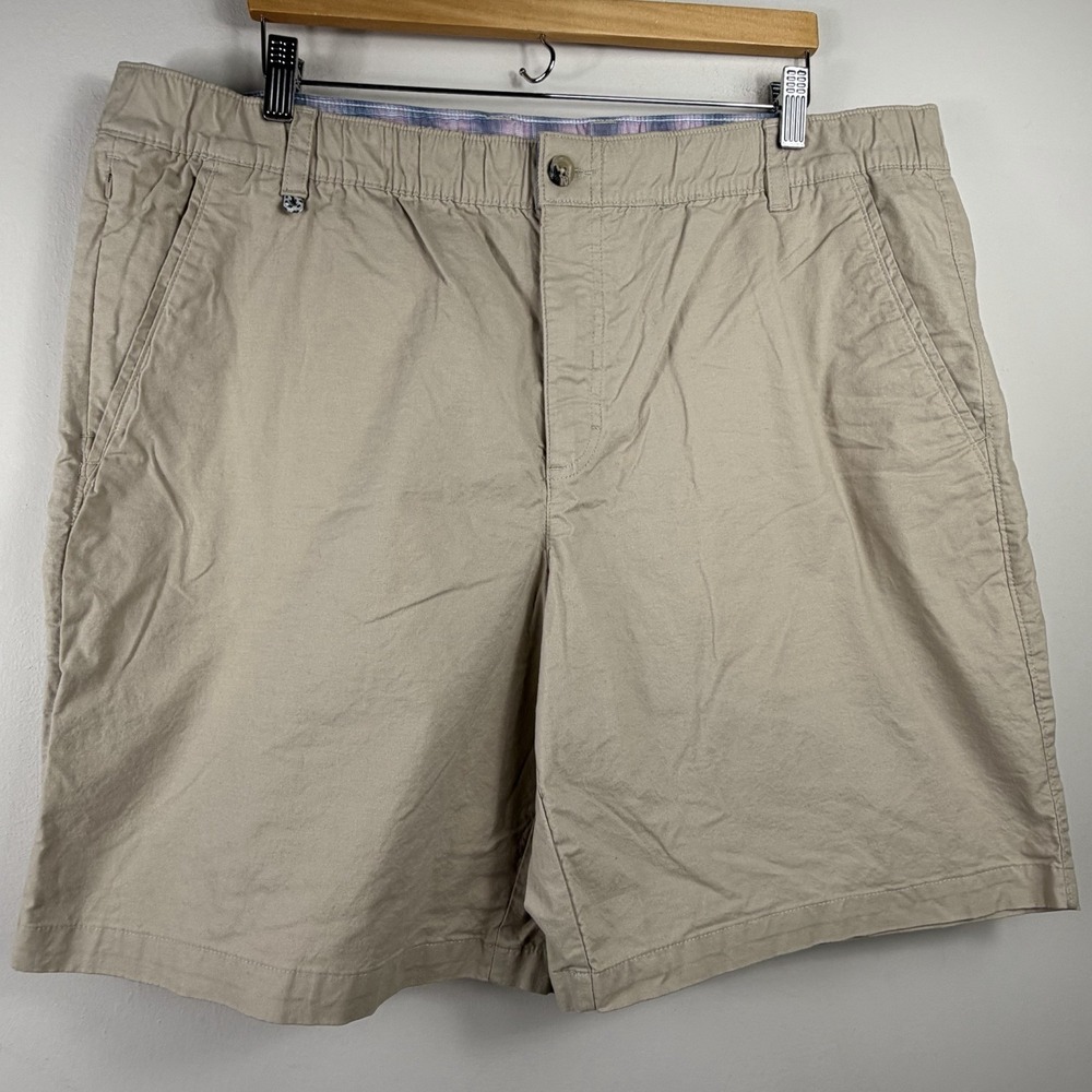Columbia PFG Bonefish Fishing Shorts Men 42 Tan Beige Elastic Waist 9" Inseam